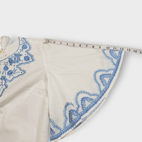 eShakti Wayward Fancies Floral Embroidered Fan Flare Sleeve Tunic Peasant L-14 - Picture 10 of 13